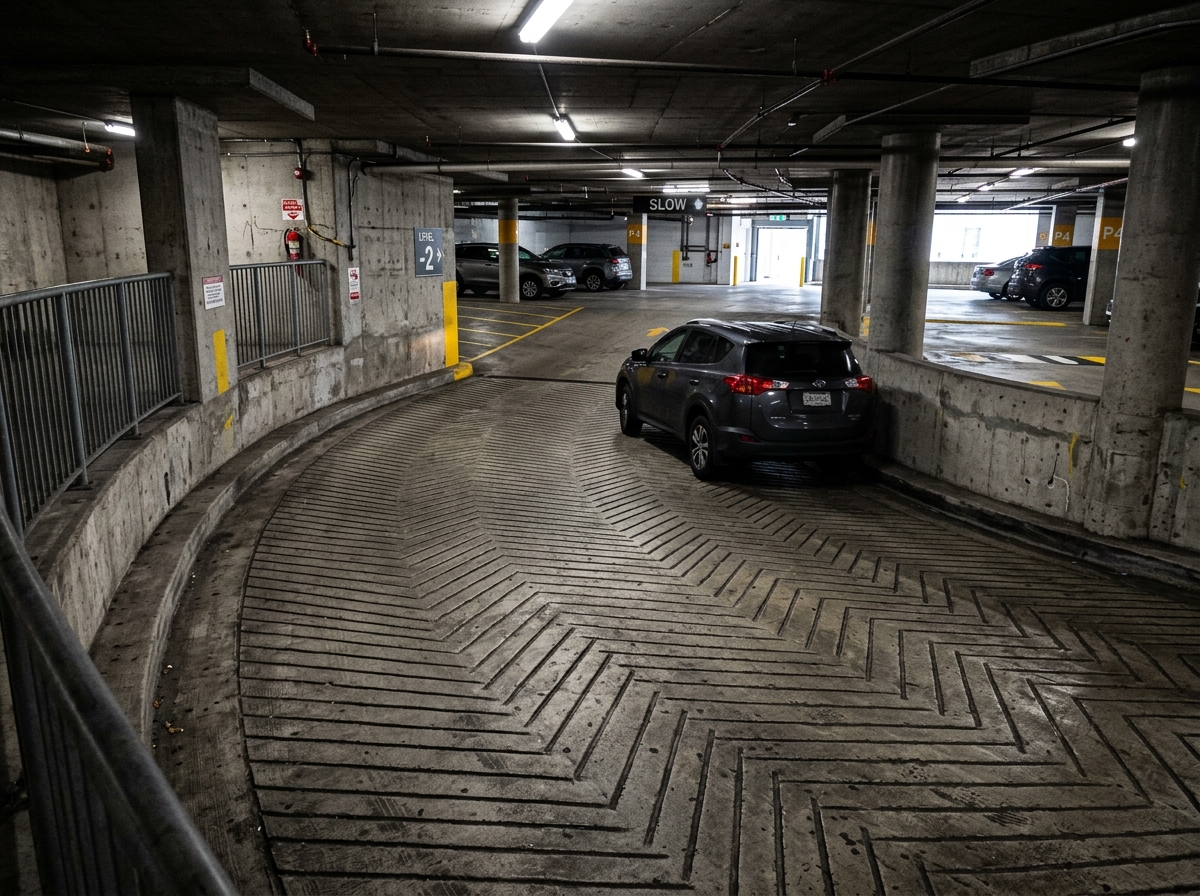 Basement Parking Ramp Anti-Skid Grooving